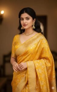 Radiant Yellow Banarasi Katan Silk Saree with Golden Zari Work